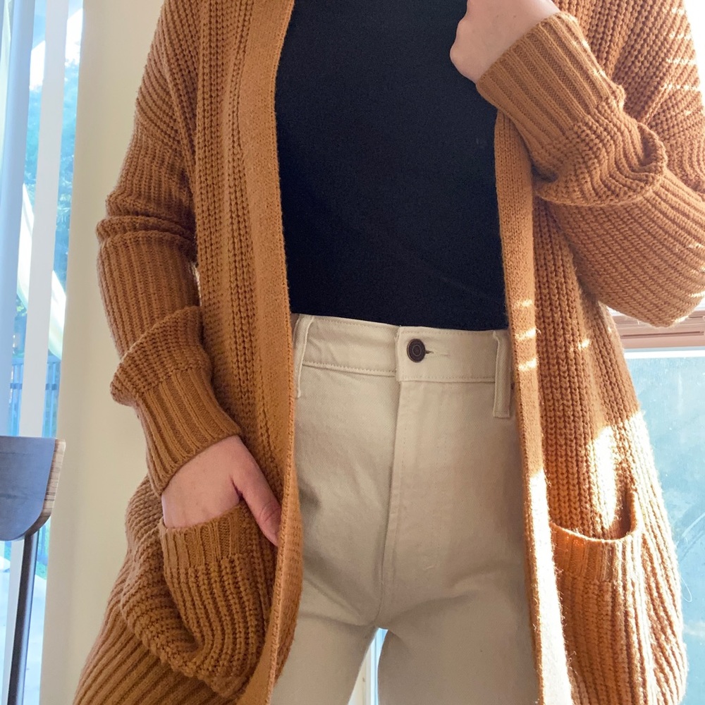 Orange oversized knit cardigan